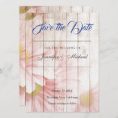 Wedding Professional Floral Linen Classical Save The Date (Voorkant / Achterkant)