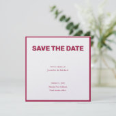 Wedding Professioneel Minimalistisch Roos Red & Pe Save The Date (Staand voorkant)