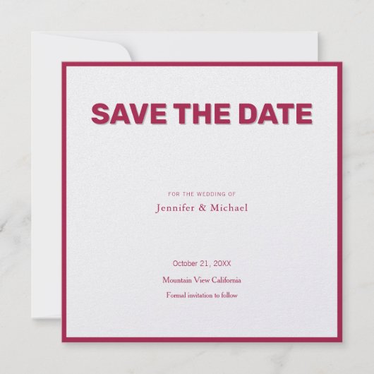 Wedding Professioneel Minimalistisch Roos Red & Pe Save The Date (Voorkant)