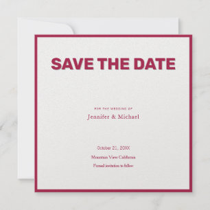 Wedding Professioneel Minimalistisch Roos Red & Pe Save The Date