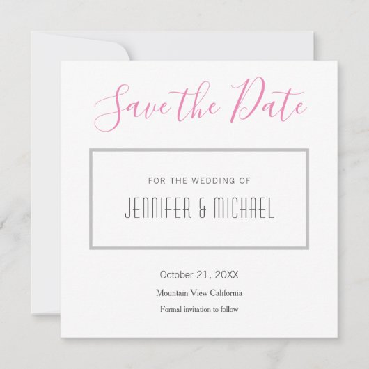 Wedding Professionele Minimalistische Plain Modern Save The Date (Voorkant)