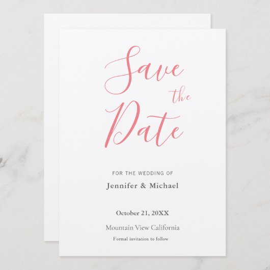 Wedding Professionele Minimalistische Plain Modern Save The Date (Voorkant / Achterkant)