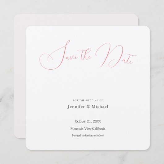Wedding Professionele Minimalistische Plain Modern Save The Date (Voorkant / Achterkant)
