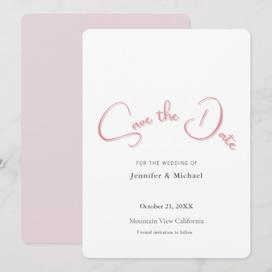 Wedding Professionele Minimalistische Plain Modern Save The Date (Voorkant / Achterkant)