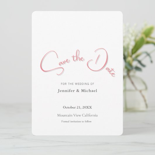 Wedding Professionele Minimalistische Plain Modern Save The Date (Staand voorkant)