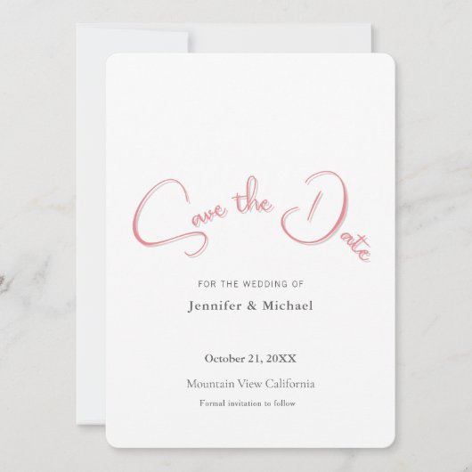 Wedding Professionele Minimalistische Plain Modern Save The Date (Voorkant)
