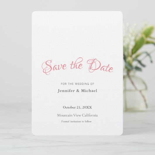Wedding Professionele Minimalistische Plain Modern Save The Date (Staand voorkant)