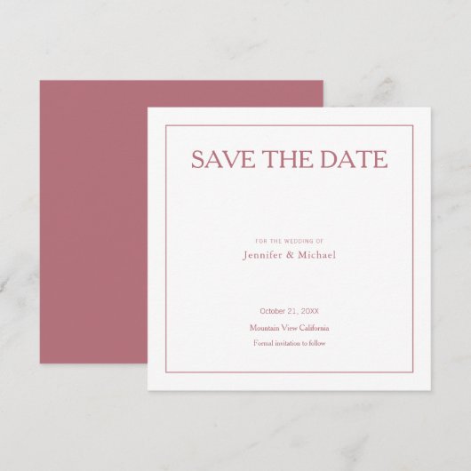 Wedding Professionele Minimalistische Roos Gouden Save The Date (Voorkant / Achterkant)