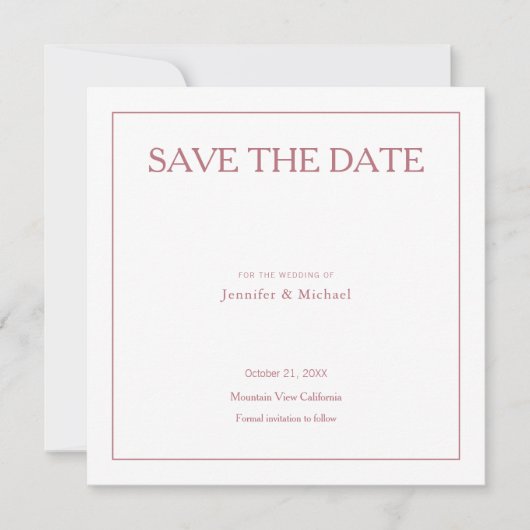 Wedding Professionele Minimalistische Roos Gouden Save The Date (Voorkant)