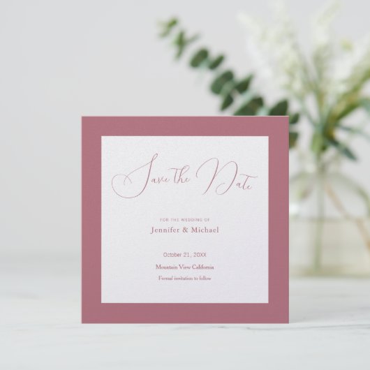 Wedding Professionele Minimalistische Roos Gouden  Save The Date (Staand voorkant)
