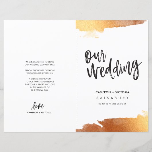 WEDDING PROGRAM borstellettering luxe gelakte kope (Voorkant)