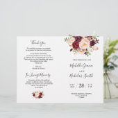 Wedding Program Burgundy Waterverf Floral, FOLD (Staand voorkant)