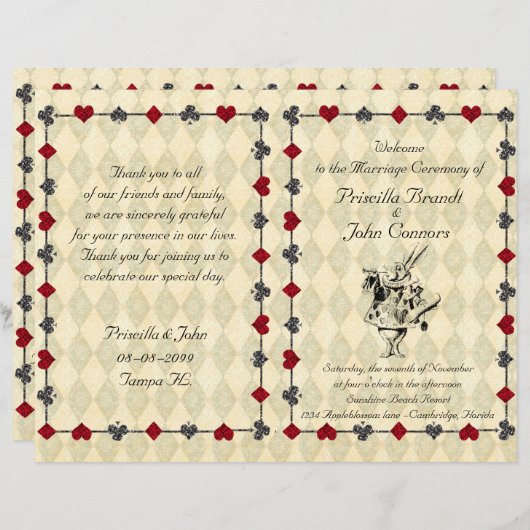 Wedding Program Ceremony, Alice in Wonderland (Voorkant / Achterkant)