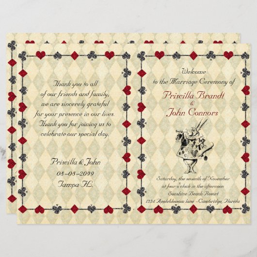 Wedding Program Ceremony, Alice in Wonderland (Voorkant / Achterkant)