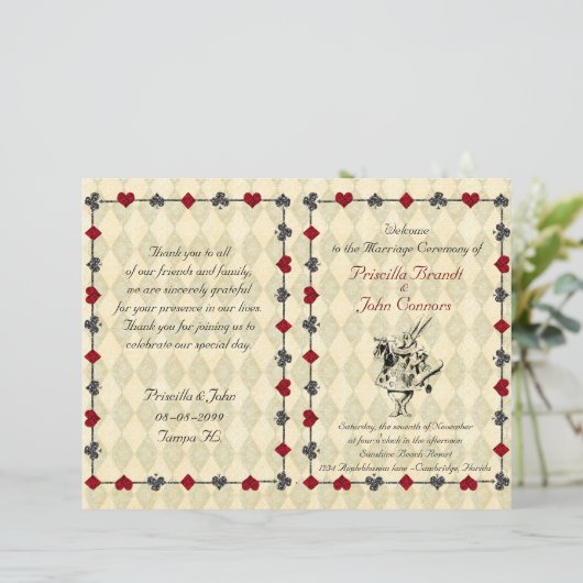 Wedding Program Ceremony, Alice in Wonderland (Staand voorkant)