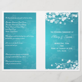 Wedding Program Cherry Blossom Blue