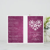 Wedding Program Flowery Heart Berry Pink (Staand voorkant)