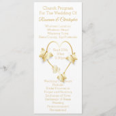 Wedding Program Gold Coloured Heart Butterfly Programmakaart (Voorkant)
