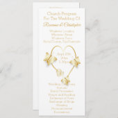 Wedding Program Gold Coloured Heart Butterfly Programmakaart (Voorkant / Achterkant)