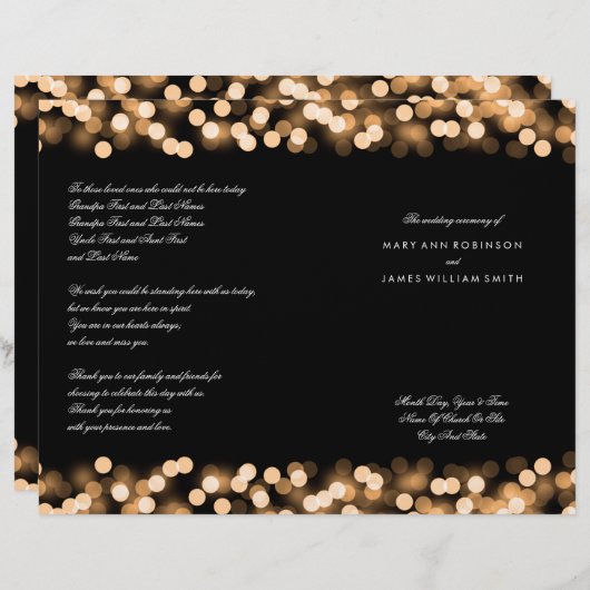 Wedding Program Gold Hollywood Glam (Voorkant / Achterkant)