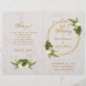 Wedding Program Gold White Marble Calla Lilies (Voorkant)