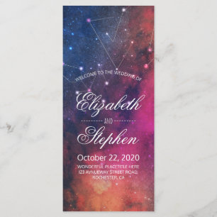 Wedding Program Gorge Star Nebula Constellation Programmakaart