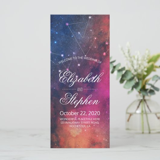 Wedding Program Gorge Star Nebula Constellation Programmakaart (Staand voorkant)