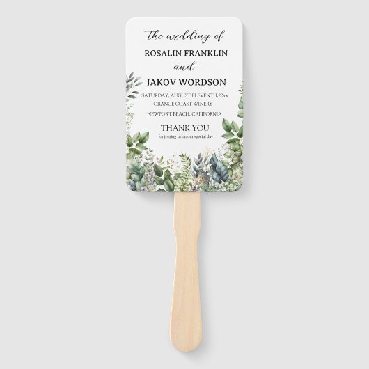 Wedding Program Hand Fan Handwaaier (Voorkant)