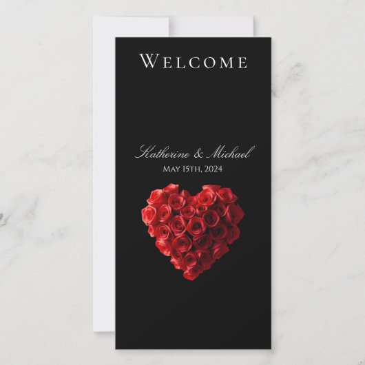 Wedding Program-Heart Shaped Red Roses- (Voorkant)