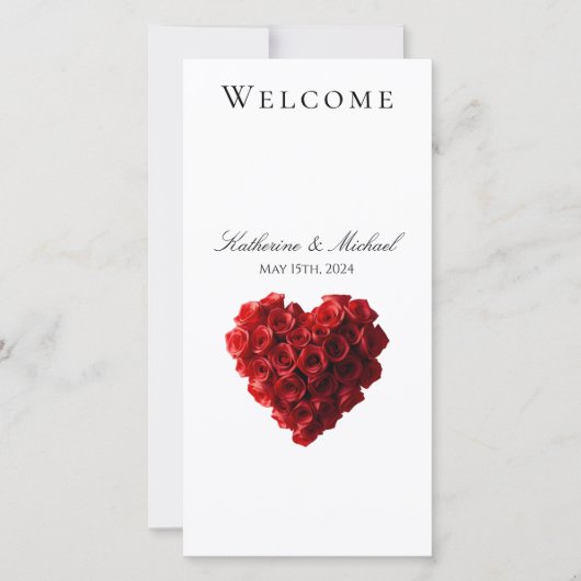 Wedding Program-Heart Shaped Red Roses- (Voorkant)