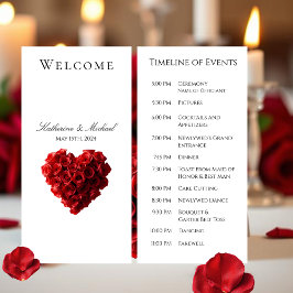 Wedding Program-Heart Shaped Red Roses-