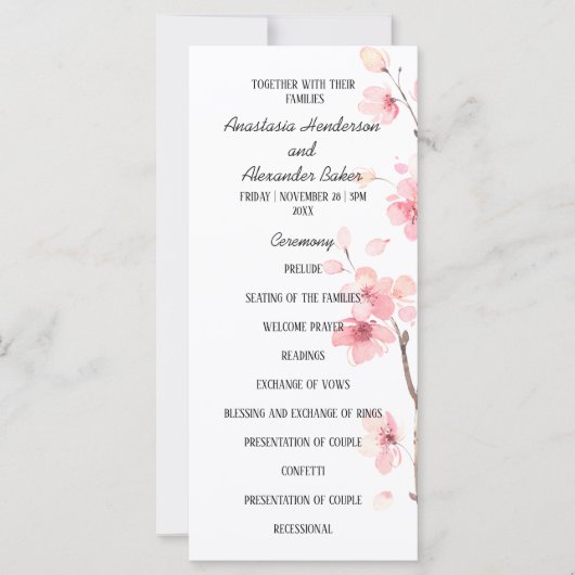 Wedding Program-kaart. (Voorkant)