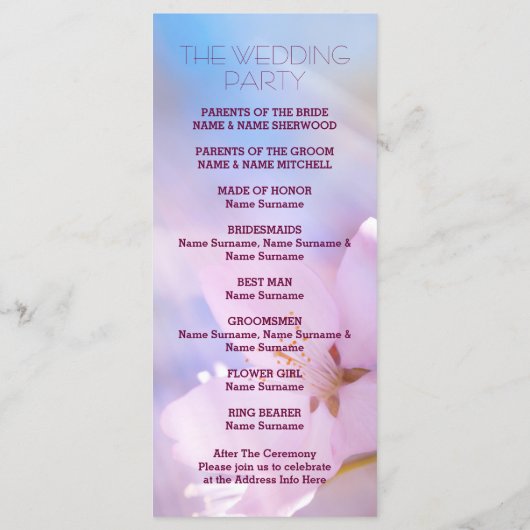 Wedding Program kersry, aanpasbaar Programmakaart (Achterkant)