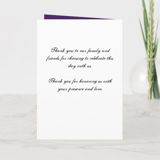 Wedding Program Key To My Heart Purple Programma (Achterkant)