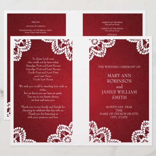 Wedding Program  Lace Red (Voorkant / Achterkant)