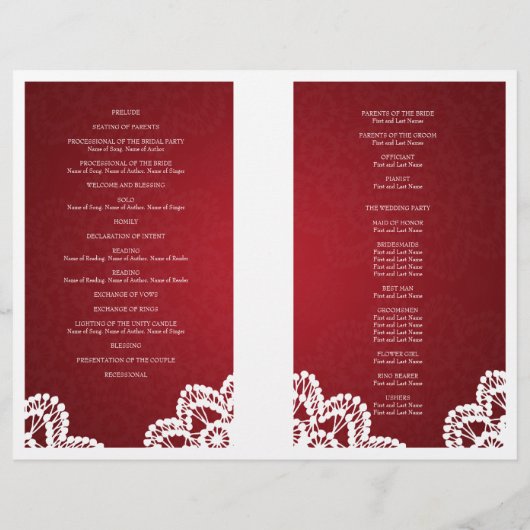 Wedding Program  Lace Red (Achterkant)