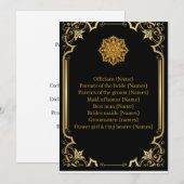 Wedding Program Mandala Luxury Black and Gold  Programmakaart (Voorkant / Achterkant)