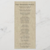 Wedding Program Rustic Linen Programmakaart (Achterkant)