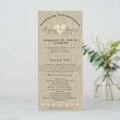Wedding Program Rustic Linen Programmakaart (Staand voorkant)