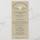 Wedding Program Rustic Linen Programmakaart (Voorkant)