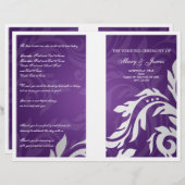 Wedding Program Swirly Flourish Paars (Voorkant / Achterkant)