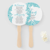 Wedding Program - Turquoise Paisley lace Handwaaier (Voorkant en achterkant)