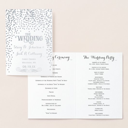 WEDDING PROGRAMMA Gold Confetti Typografie (Display)
