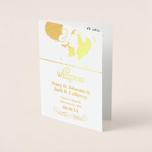 WEDDING PROGRAMMA Gold Confetti Typografie (Voorkant)