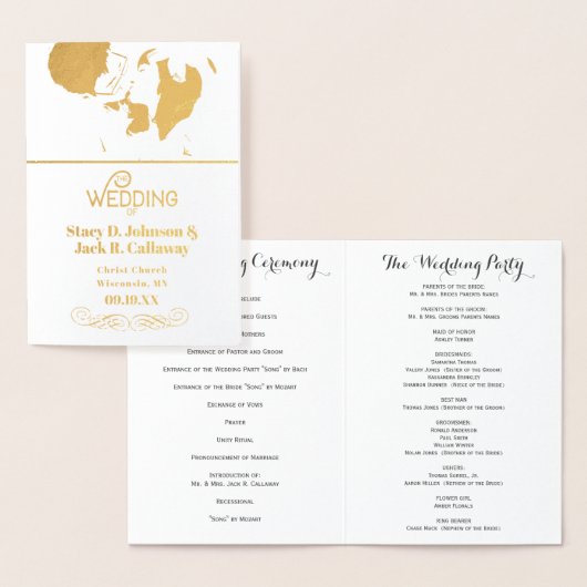 WEDDING PROGRAMMA Gold Confetti Typografie (Display)