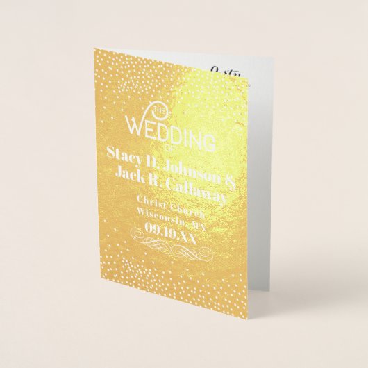 WEDDING PROGRAMMA Gold Confetti Typografie (Voorkant)
