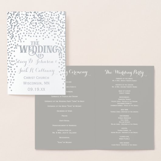 WEDDING PROGRAMMA Zilver Foil Wedding Confetti (Display)