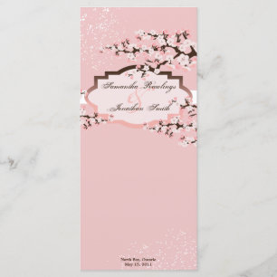 Wedding Programme - Elegant Pink Cherry Blossom Programmakaart