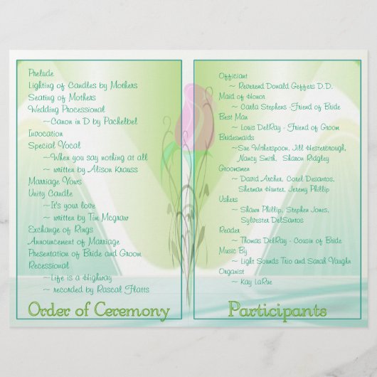 Wedding Programme (niet-religieuze versie) (Achterkant)