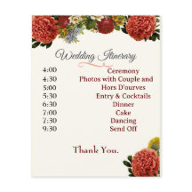 Wedding Programme, reisroute, BOHO Floral Retro